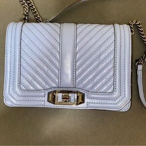 Rebecca Minkoff Chevron Blue Quilted Love Crossbody Leather bag. EUC